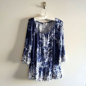 fever Blue and White M Ruffle Tee